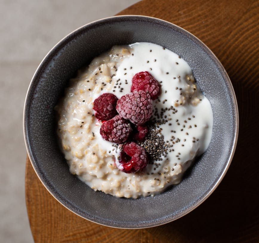 porridge with fresh raspberries