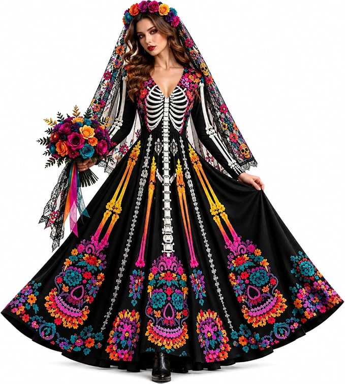 Disfraz de Catrina para mujer en Halloween